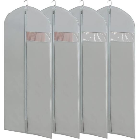 DressBags for Gowns Long,65''LongDress Clear GarmentBag(Set of 4, 23.3'' X 65'') - Picture 1 of 7